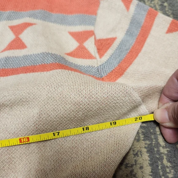 Geometric Patterned Cardigan - Cream and Orange - Picture 6 of 11